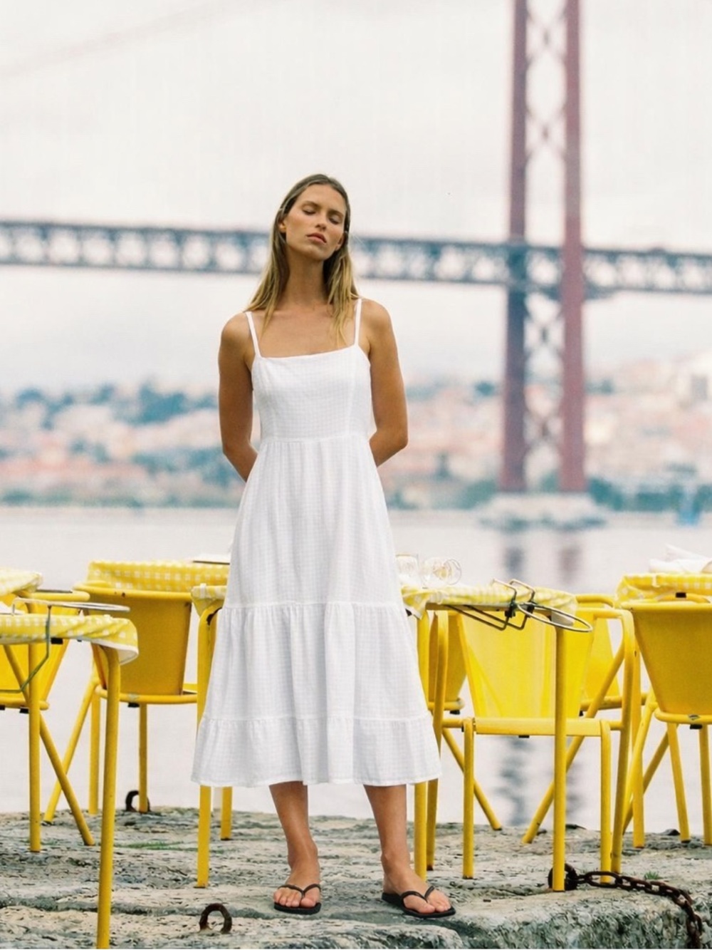 GAP White Midi Tiered Sundress